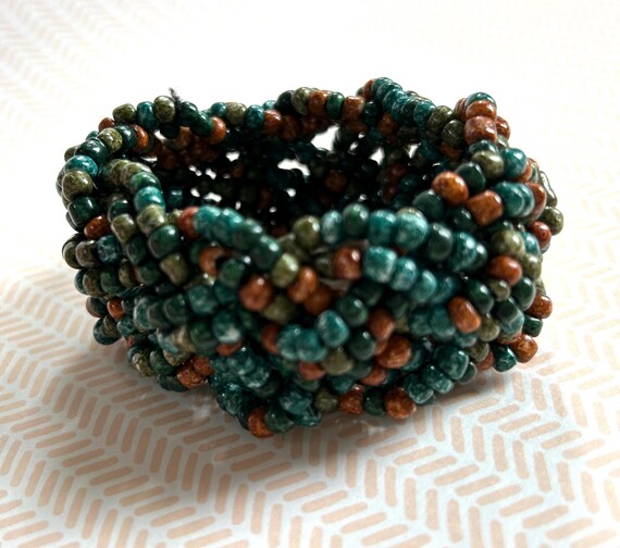 Boho Beaded Bracelet: Vintage Style Stretch Brace… - image 1