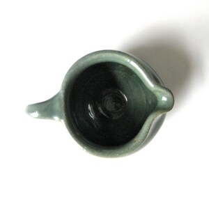 Vintage Pottery Ohio Creamer in Green Pottery Handmade Pottery Deep Teal Green Glaze Coffee image 4