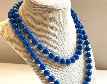 Vintage Marvella necklace patent 537985 blue and gold beads non magnetic