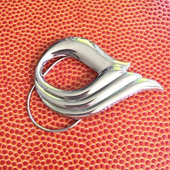 Silver sash buckle clip or scarf slide for belt u… - image 8