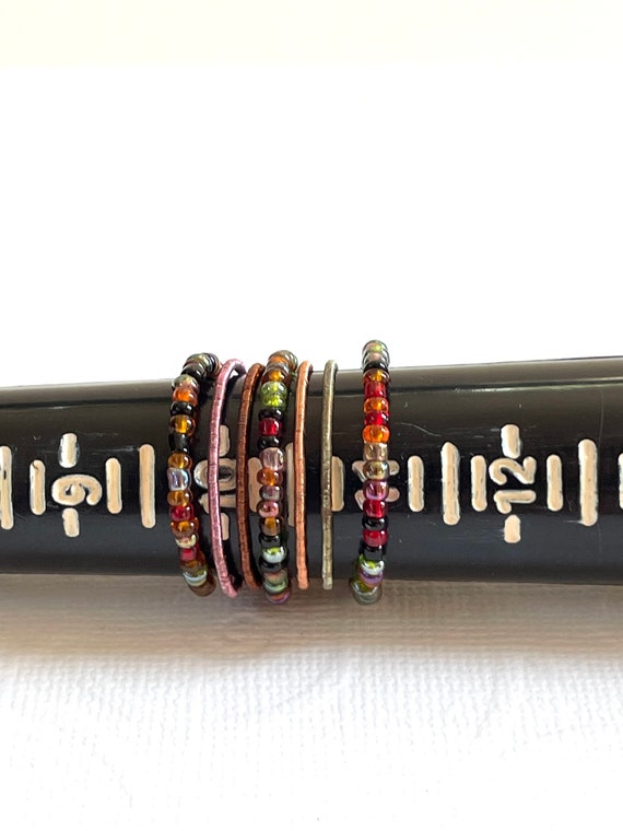 Colorful Beaded Wrap Ring: Adjustable Unisex Stat… - image 9