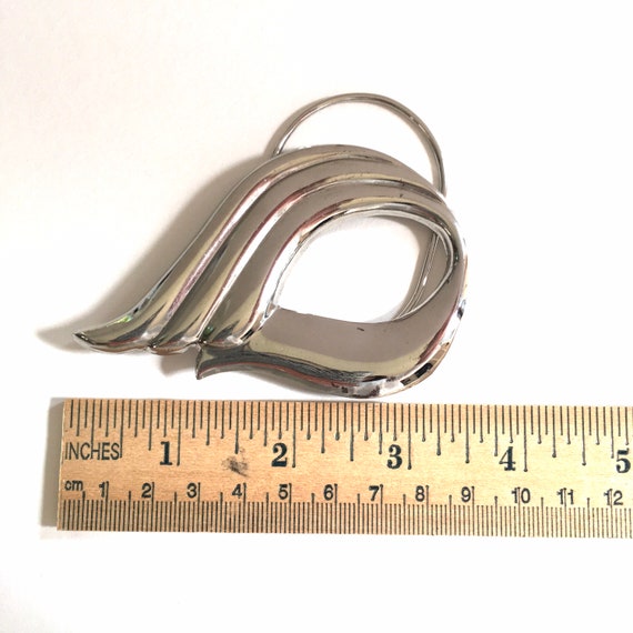 Silver sash buckle clip or scarf slide for belt u… - image 3