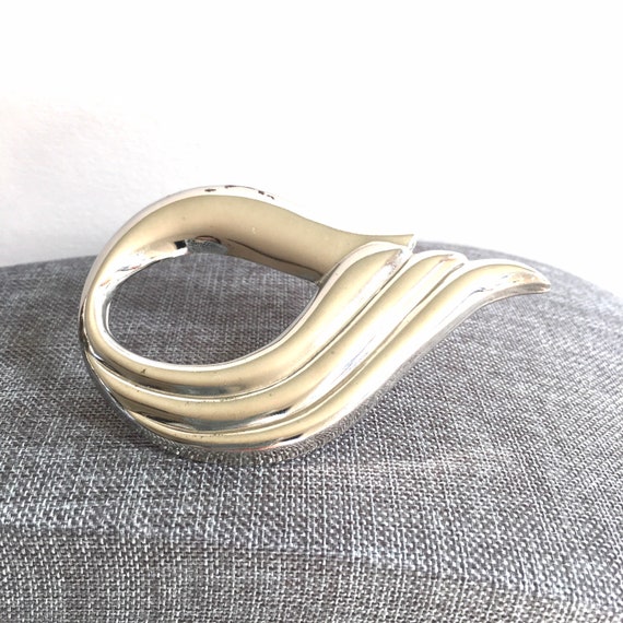Silver sash buckle clip or scarf slide for belt u… - image 10