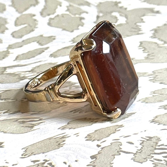 Vintage Avon Ring Smoky Lustre Brown Topaz Faux 19