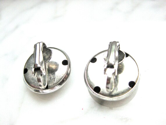 1980s Peach Earrings Vintage Silver Earrings Clip… - image 5