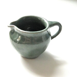 Vintage Pottery Ohio Creamer in Green Pottery Handmade Pottery Deep Teal Green Glaze Coffee image 1
