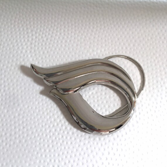 Silver sash buckle clip or scarf slide for belt u… - image 9