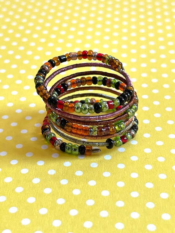 Colorful Beaded Wrap Ring: Adjustable Unisex Stat… - image 8