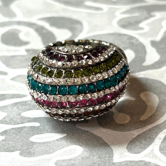Multi colored ring stretchable dome with rhinesto… - image 8