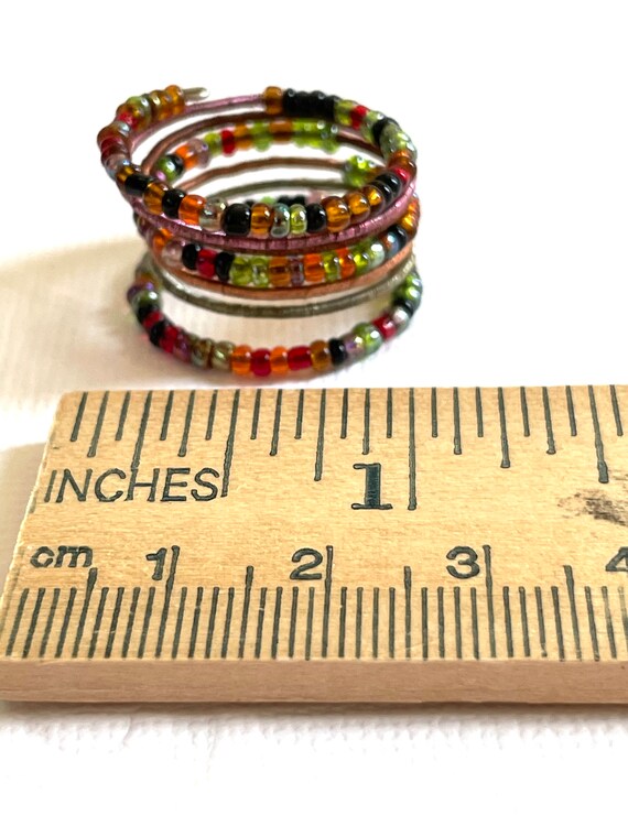 Colorful Beaded Wrap Ring: Adjustable Unisex Stat… - image 2
