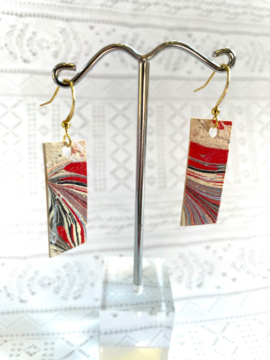 Marbelized Paper Earrings Lightweight Unique Artsy Earrings Ooak Ohio ...