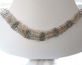 Choker Necklace with Glass Beads and Hook latch Bridal Wedding Vintage