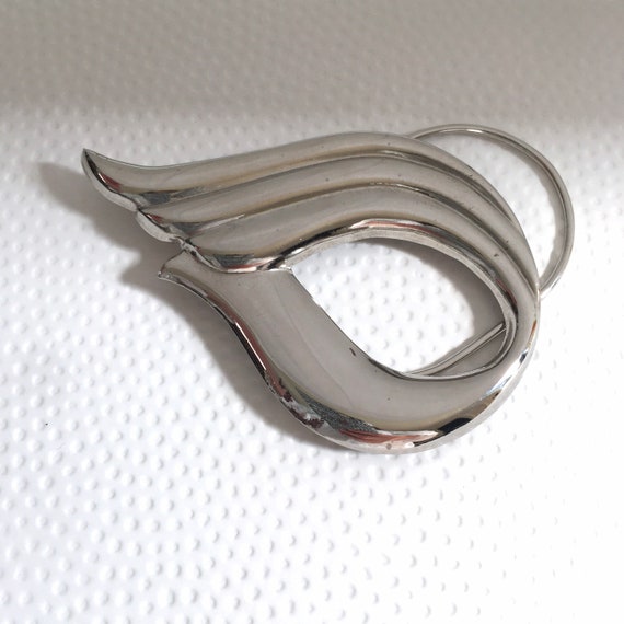 Silver sash buckle clip or scarf slide for belt u… - image 4