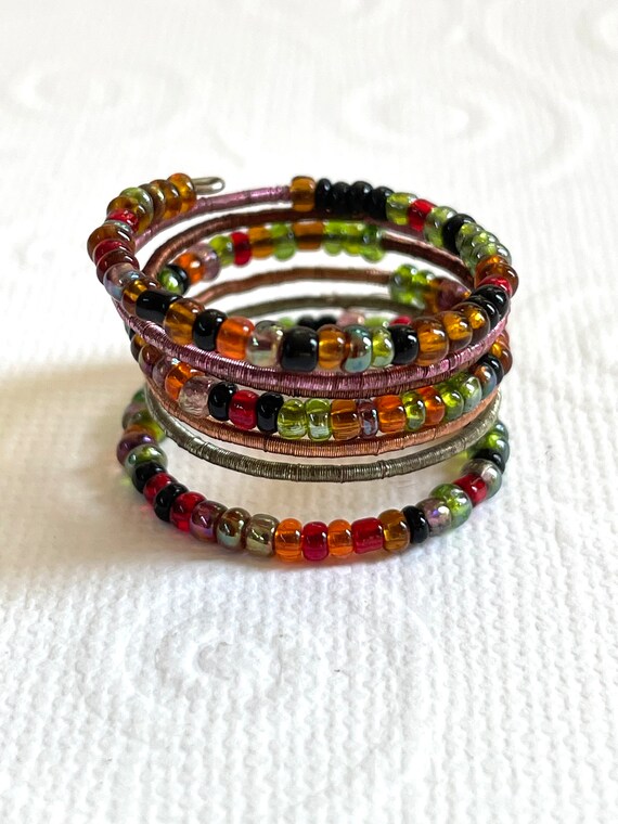 Colorful Beaded Wrap Ring: Adjustable Unisex Stat… - image 10