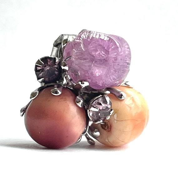 Lilac and peach cluster earrings stamped Vogue cl… - image 4