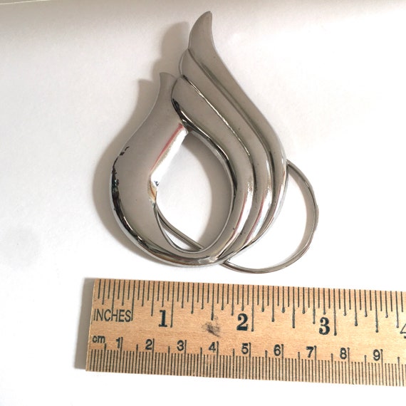 Silver sash buckle clip or scarf slide for belt u… - image 5