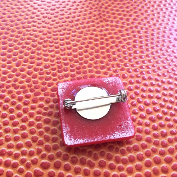Vintage glass brooch pin, artisan abstract geomet… - image 8
