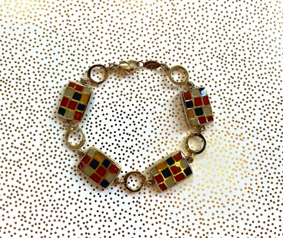 Liz Claiborne bracelet with enamel panels linked - image 3