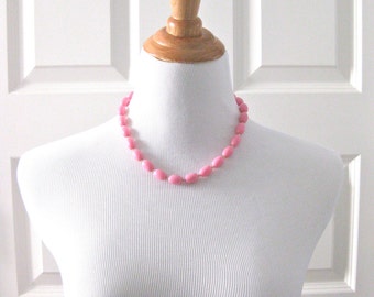 Preppy Pink Beaded Necklace with gold tone beads Accessory Bridal Wedding Jewellery