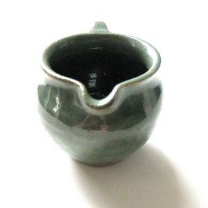 Vintage Pottery Ohio Creamer in Green Pottery Handmade Pottery Deep Teal Green Glaze Coffee image 2