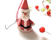 Vintage Santa Ornament Wood with Hook Christmas Holiday Entertainment and Decor
