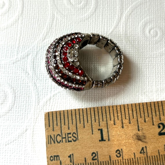 Multi colored ring stretchable dome with rhinesto… - image 2