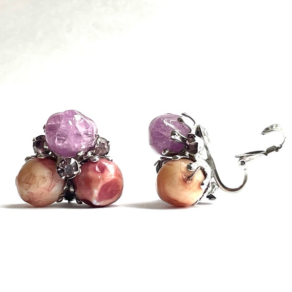 Lilac and peach cluster earrings stamped Vogue cl… - image 5