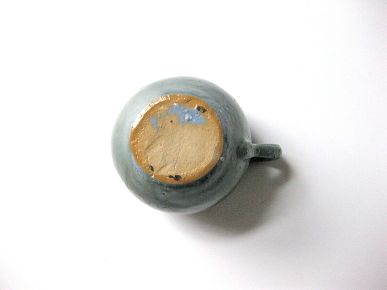 Vintage Pottery Ohio Creamer in Green Pottery Handmade Pottery Deep Teal Green Glaze Coffee image 5