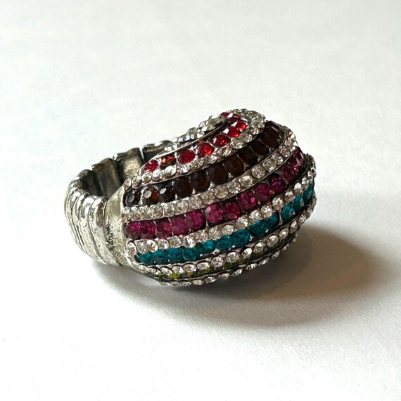 Multi colored ring stretchable dome with rhinesto… - image 3
