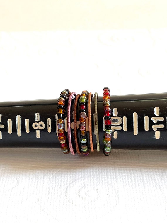Colorful Beaded Wrap Ring: Adjustable Unisex Stat… - image 6