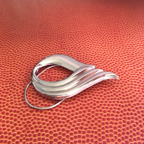 Silver sash buckle clip or scarf slide for belt u… - image 2