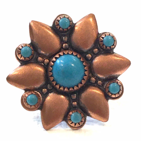 Vintage Bell Trading Copper and faux Turquoise ea… - image 6