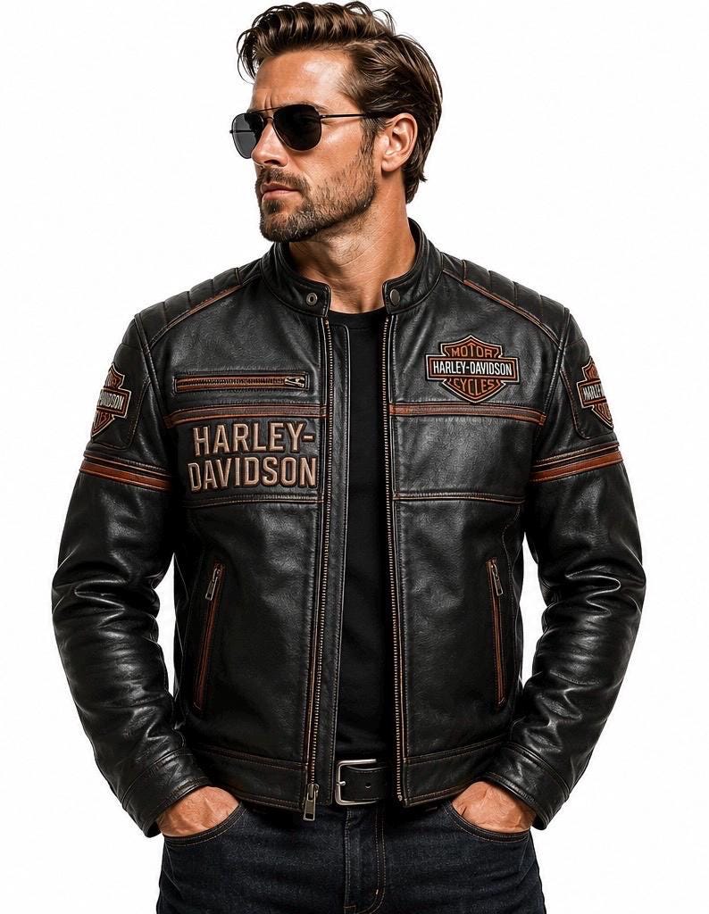 Mens Vintage Harley Davidson Leather Jacket - Etsy Canada