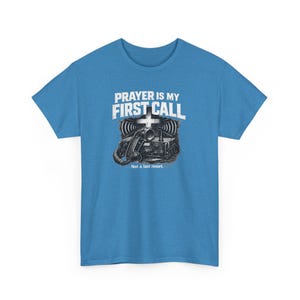 Camiseta "La oración es mi primera vocación" / Camiseta para veteranos cristianos / Gildan 5000 verde militar / Diseño Faith Radio Comms / Camiseta unisex de oración tallas S-5XL imagen 15