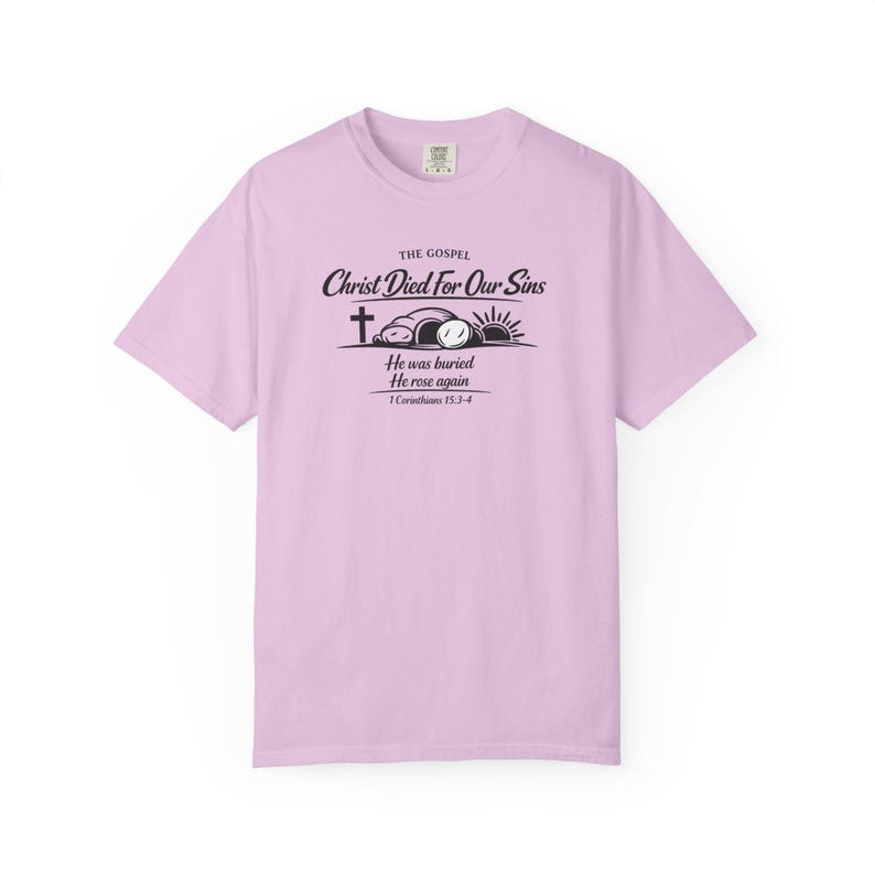 The Gospel Christian Shirt | 1 Corinthians 15:3-4 Bible Verse Tee | Resurrection Faith T-Shirt | Cross Christian Apparel image 14