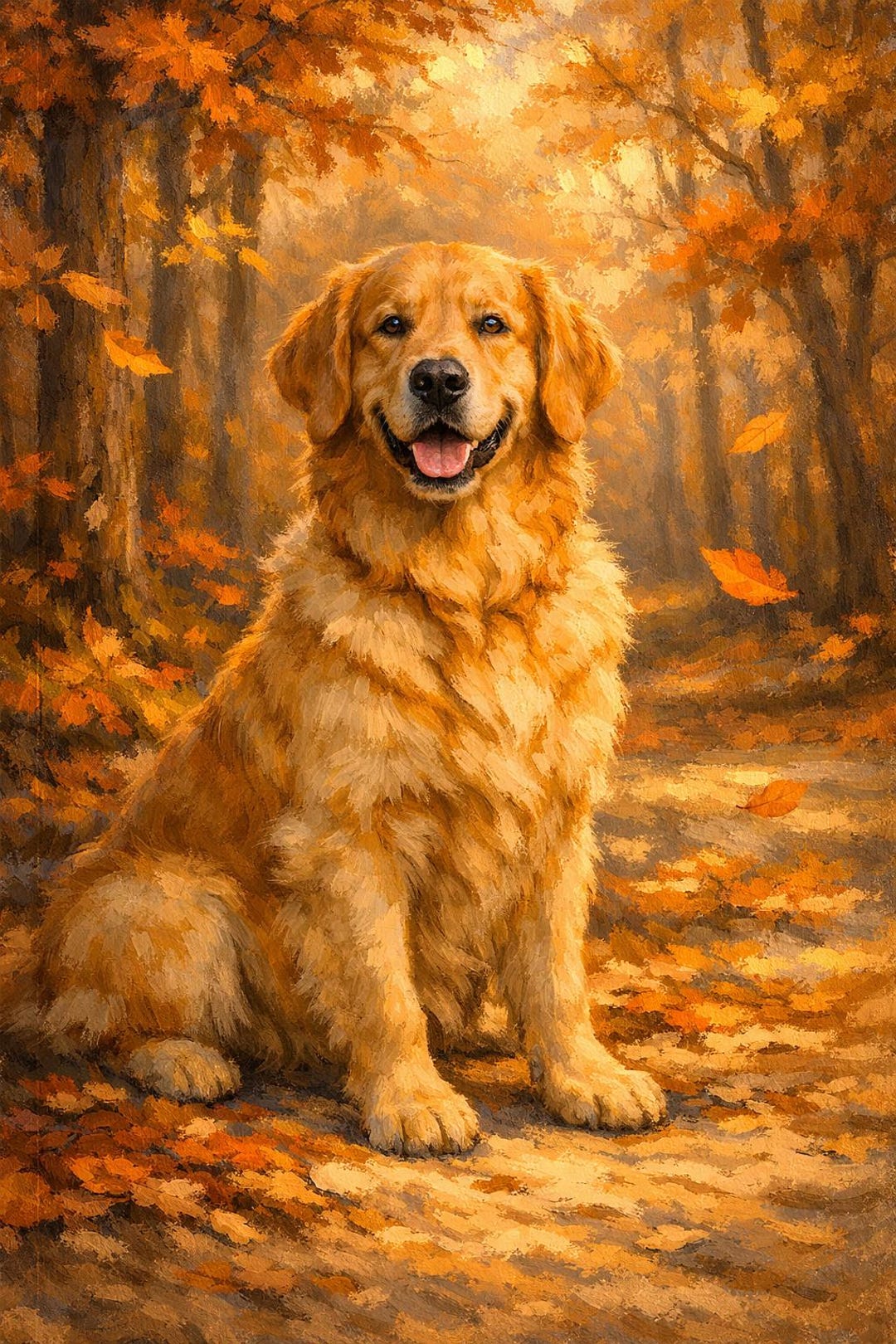 Golden Retriever Autumn Art Print • Digital Download • Dog Wall Art ...