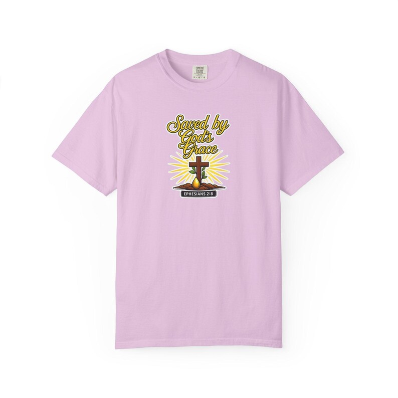 Camiseta cristiana "Salvados por la gracia" / Camiseta con versículo bíblico Efesios 2:8 / Camiseta "Fe en la cruz" / Ropa cristiana religiosa / Comfort Colors 1717 imagen 18