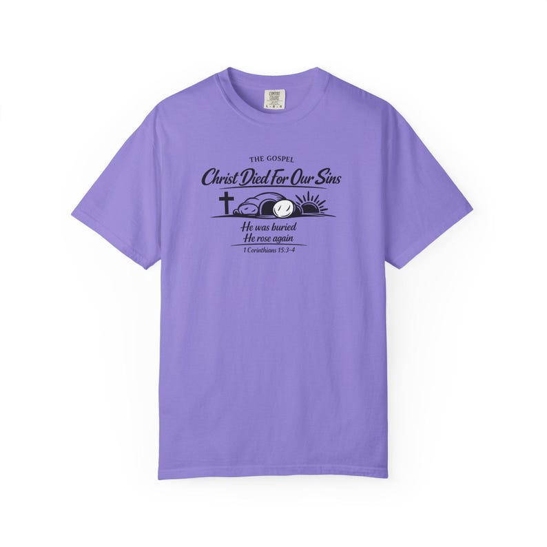 The Gospel Christian Shirt | 1 Corinthians 15:3-4 Bible Verse Tee | Resurrection Faith T-Shirt | Cross Christian Apparel image 13