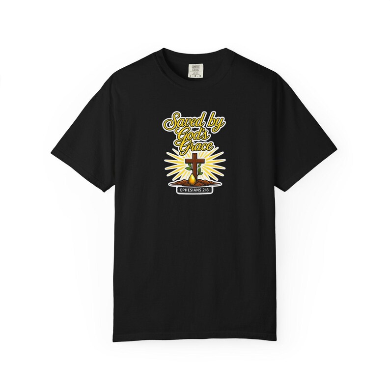 Camiseta cristiana "Salvados por la gracia" / Camiseta con versículo bíblico Efesios 2:8 / Camiseta "Fe en la cruz" / Ropa cristiana religiosa / Comfort Colors 1717 imagen 17