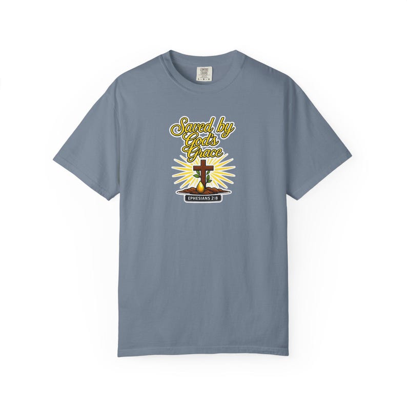 Camiseta cristiana "Salvados por la gracia" / Camiseta con versículo bíblico Efesios 2:8 / Camiseta "Fe en la cruz" / Ropa cristiana religiosa / Comfort Colors 1717 imagen 20