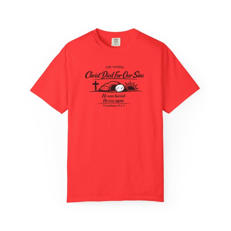 The Gospel Christian Shirt | 1 Corinthians 15:3-4 Bible Verse Tee | Resurrection Faith T-Shirt | Cross Christian Apparel image 10