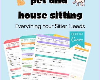 Pet Sitter Instructions Printable | Dog Cat Sitter Daily Log (Editable PDF)