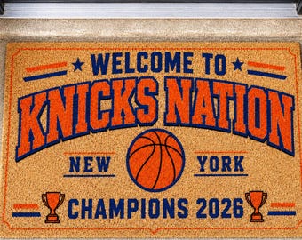 Deurmat New York Knicks Basketball Champions 2026, welkomstmat New York Basketball, Champions 2026 voordeurkleed, deurmat Knicks, deurmat NY