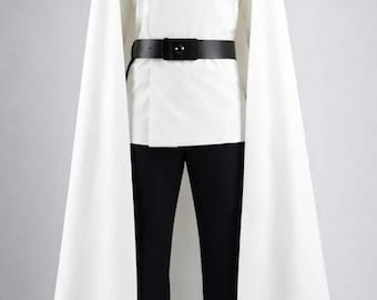 Fantasia de Oficial Imperial Branca para Cosplay Masculino, Uniforme Inspirado em Grande Almirante com Capa