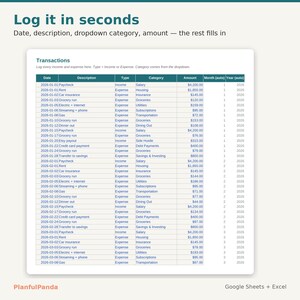 PlanfulPanda Monthly Budget Spreadsheet listing image