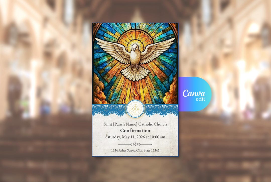 Confirmation Programs Confirmation Mass Program Catholic Template | Canva Editable ...