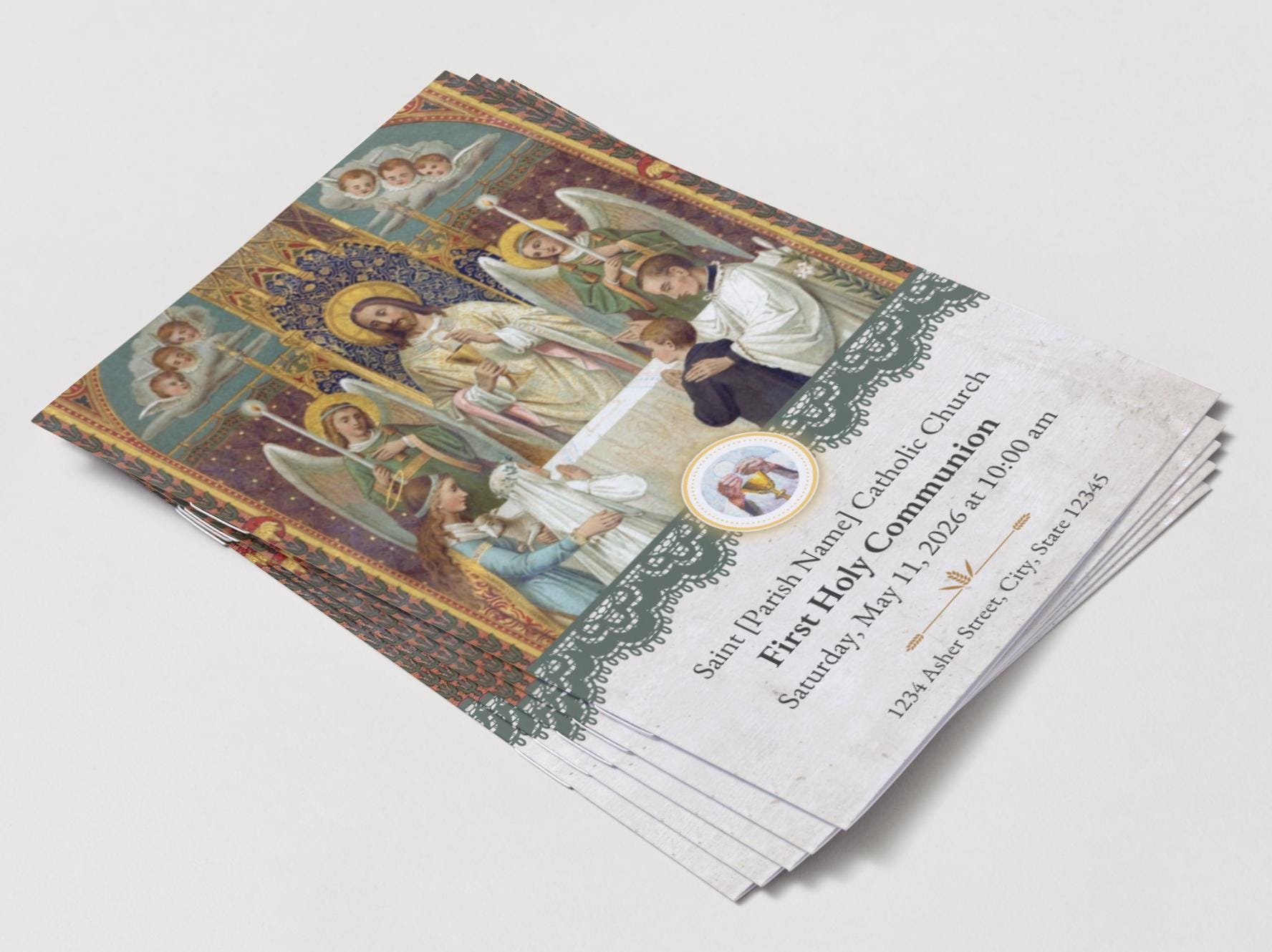 First Communion Mass Program Catholic Template | Canva Editable ...