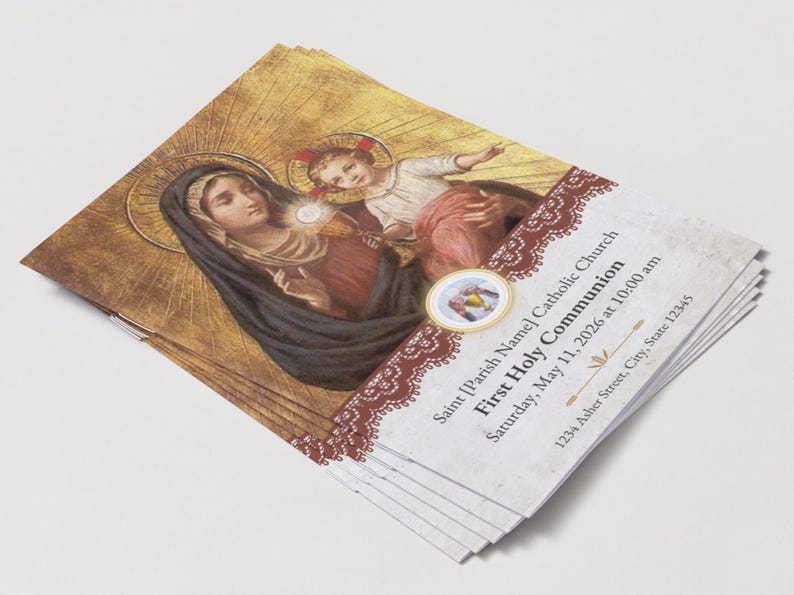 First Communion Mass Program Catholic Template | Canva Editable ...