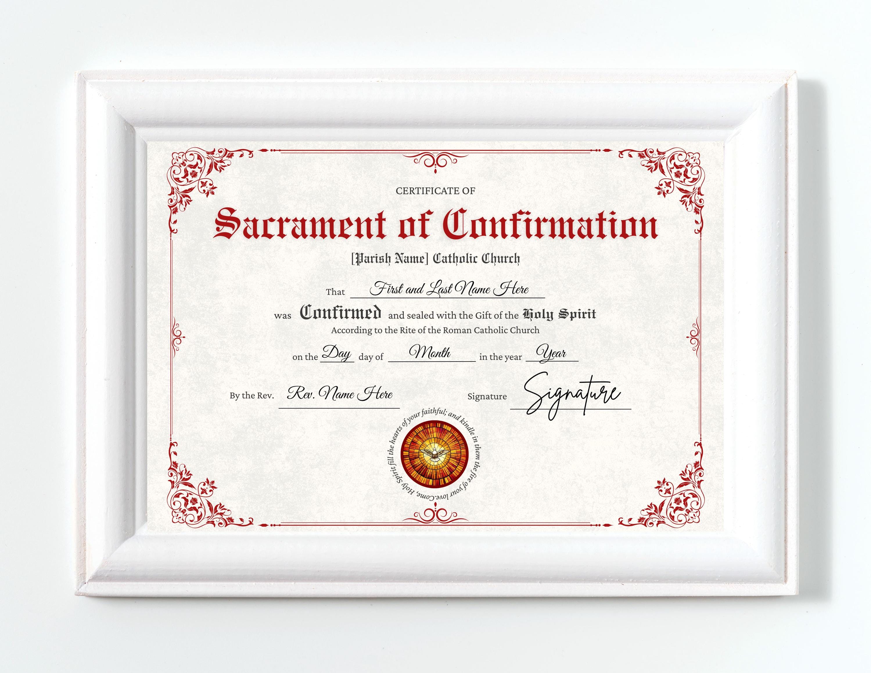 Confirmation Certificate Template | Catholic Template | Canva Editable ...