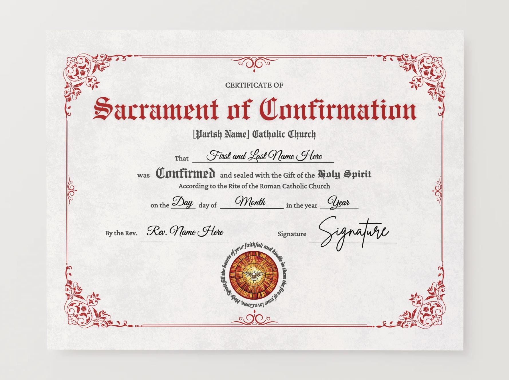 Confirmation Certificate Template | Catholic Template | Canva Editable ...